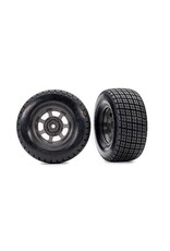 Traxxas Hoosier Tires on graphite gray wheels (2) (2WD rear)
