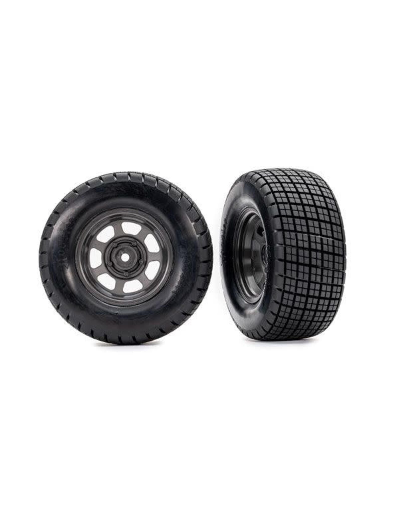 Traxxas Hoosier Tires on graphite gray wheels (2) (2WD rear)