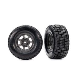 Traxxas Hoosier Tires on graphite gray wheels (2) (2WD rear)