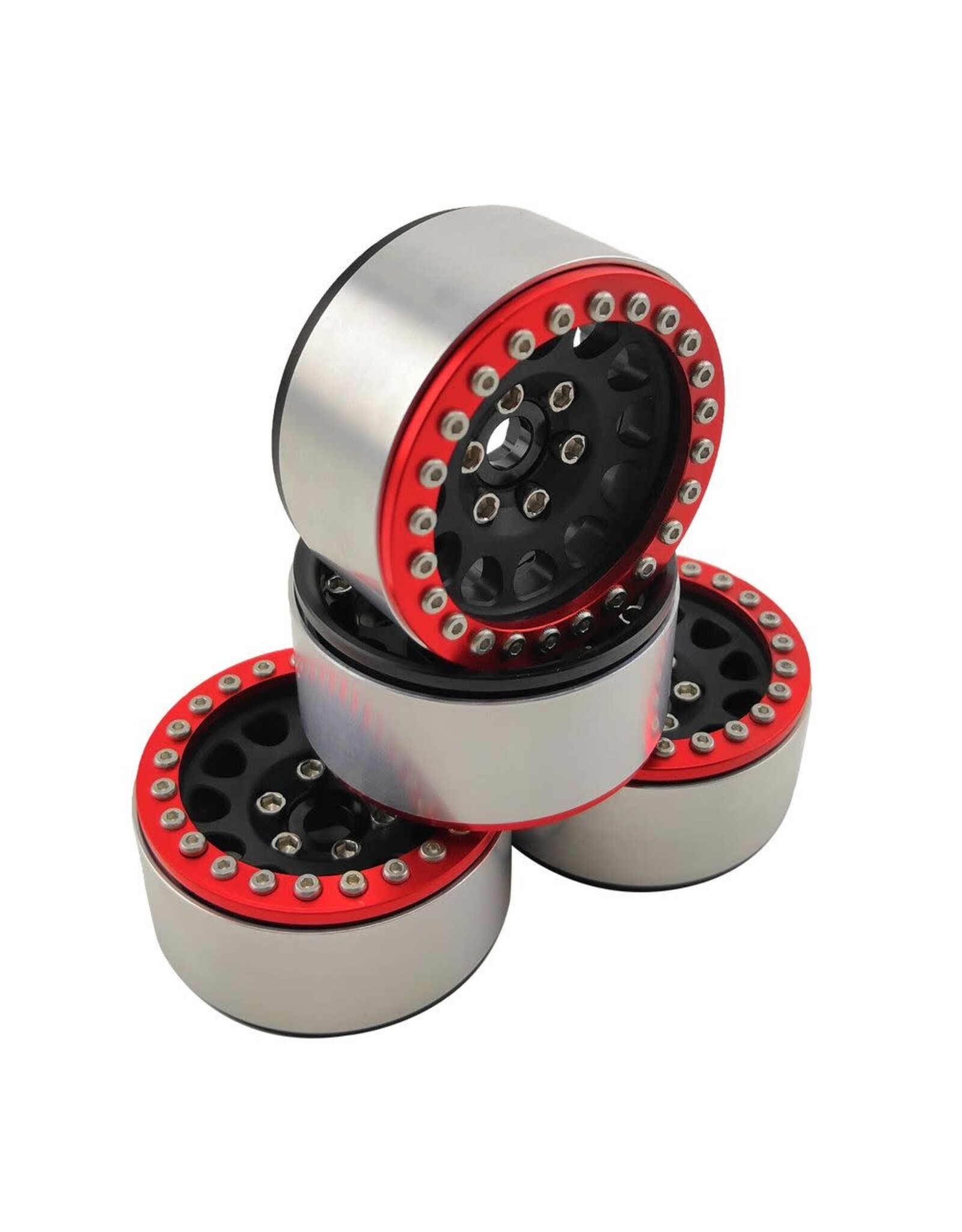 Hobby Details 1.9" Aluminum Wheels - M105 Black(4)(Red Ring)