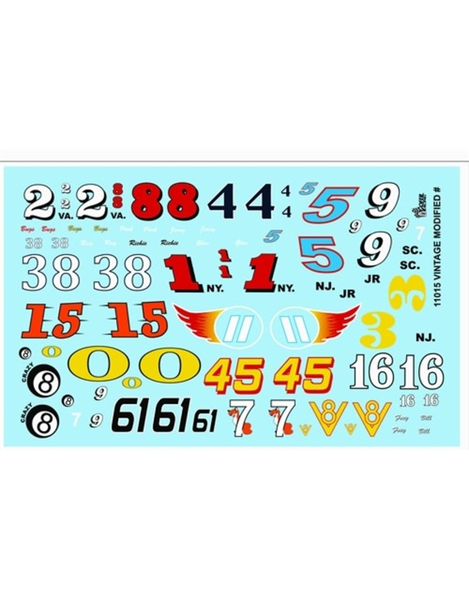 Gofer Racing Vintage Modified Numbers Decal Sheet 1/24
