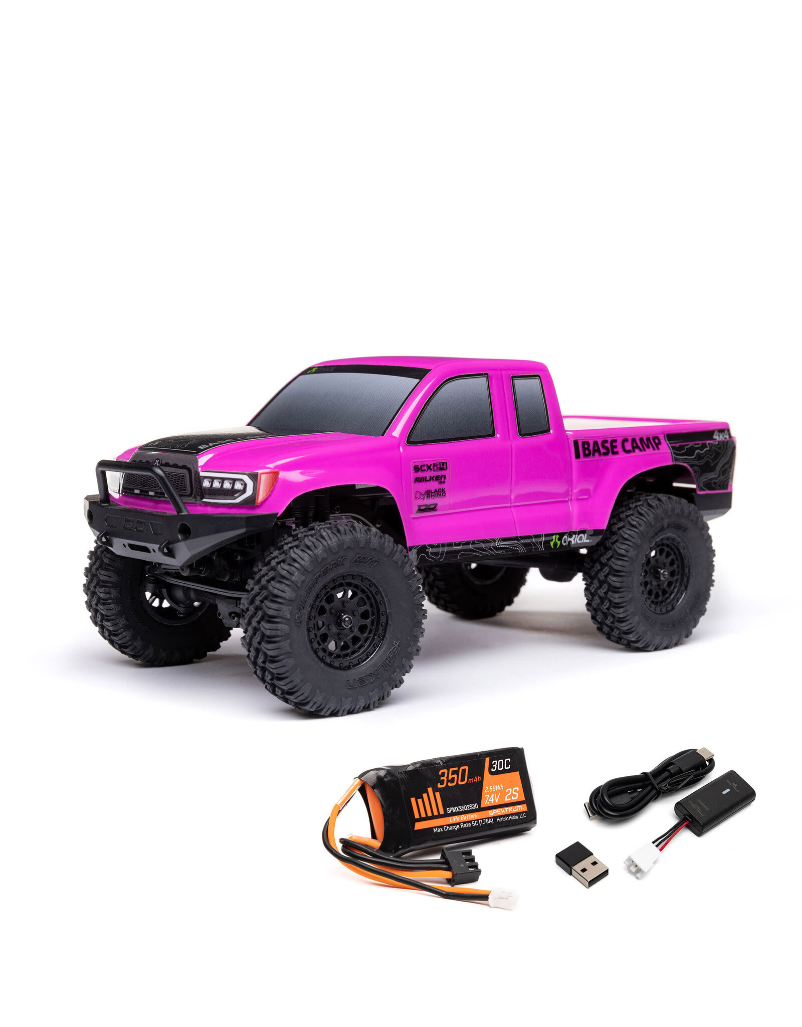 Axial 1/24 SCX24 Base Camp 4WD Crawler Brushed RTR w/Battery/Charger, Pink