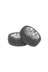 Tamiya 24mm 10-Spoke Metal Plated Wheel w/ Radial Tire, 0 Offset