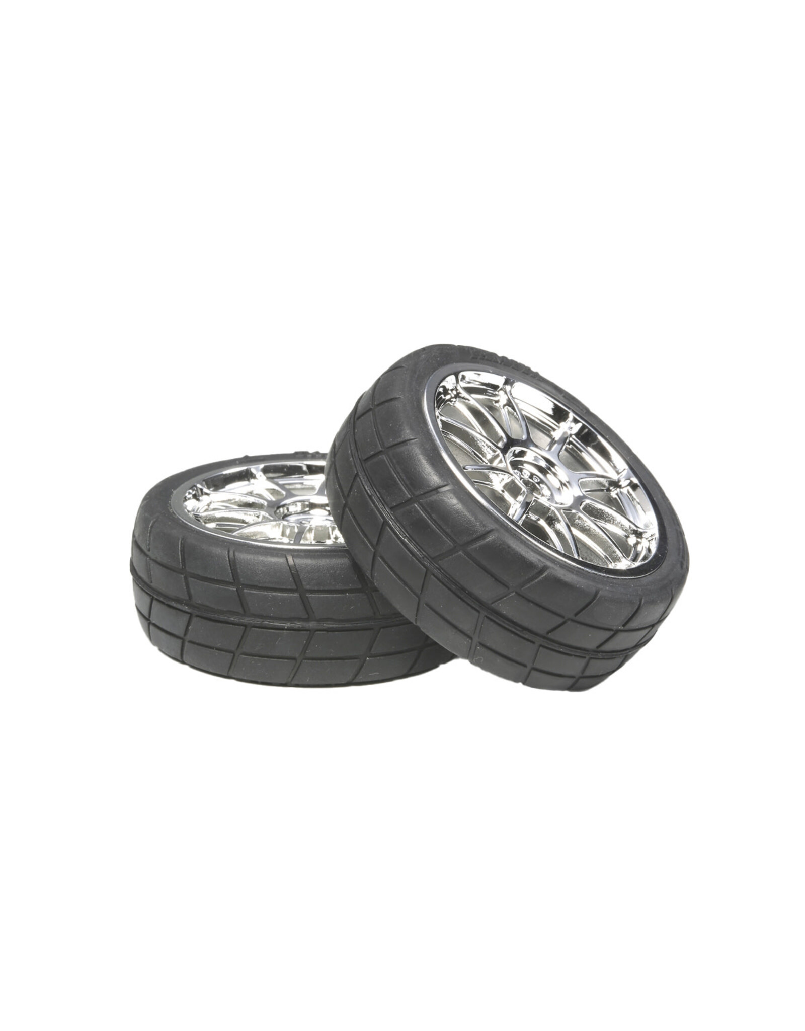 Tamiya 24mm 10-Spoke Metal Plated Wheel w/ Radial Tire, 0 Offset