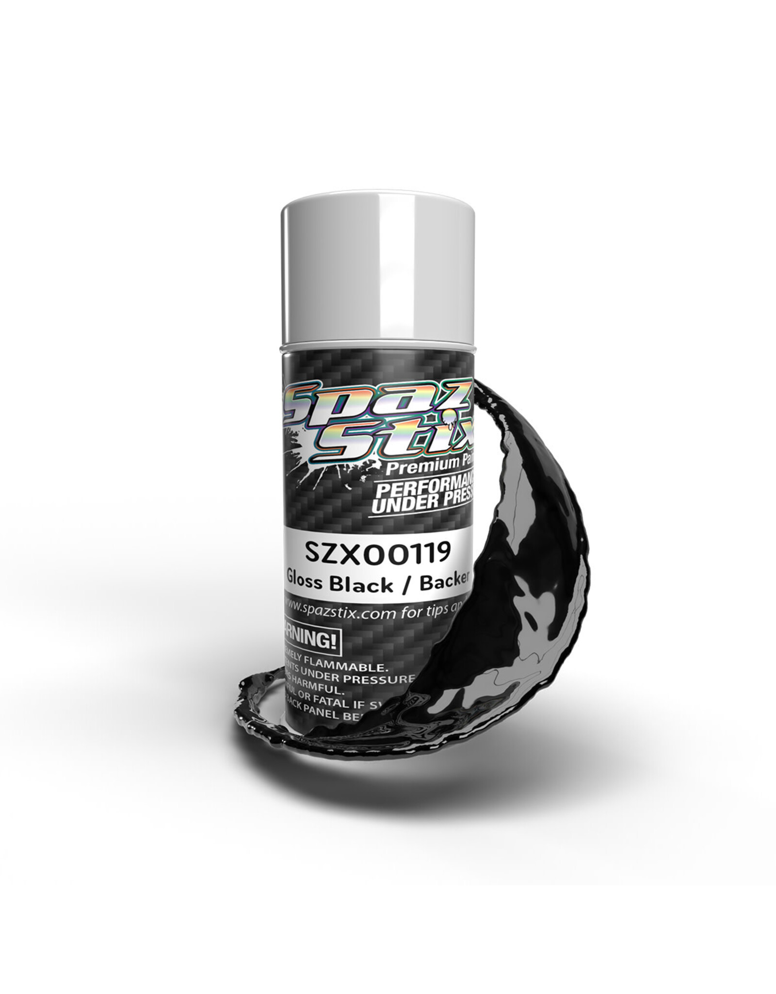 Spaz Stix High Gloss Black/Backer, Aerosol Paint, 3.5oz Can