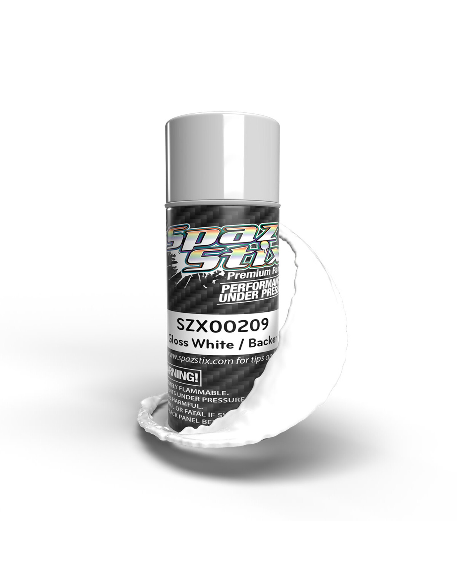 Spaz Stix Solid White/Backer, Aerosol Paint, 3.5oz Can