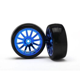 Traxxas LaTrax Tires & wheels, assembled, glued (12-spoke blue)