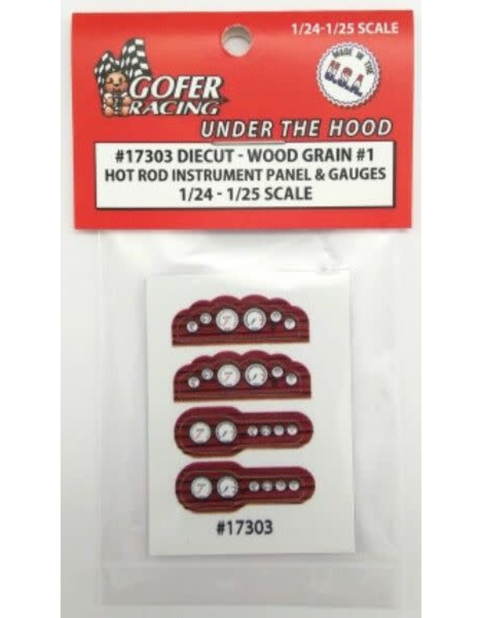 Gofer Racing Hot Rod Instrument Panel Wood Grain #1 1/24 - 1/25