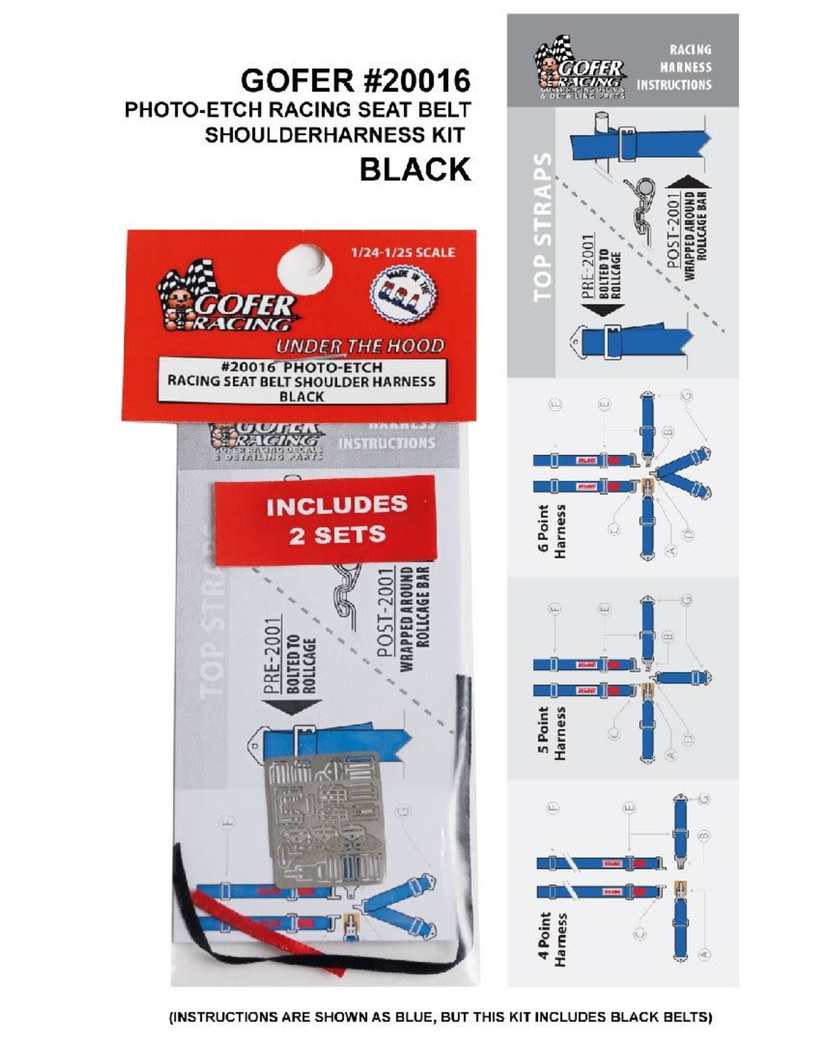 Gofer Racing Photo- Etch Seatbelt And Shoulder Harness Kit-Black