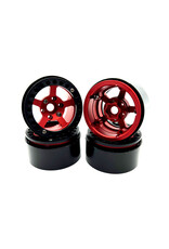 Racers Edge 1.9" Aluminum Beadlock Rims (4pcs) 5 Star, Red with Black Rings