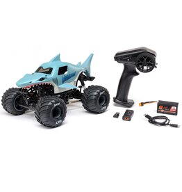 Losi 1/18 Mini LMT Megalodon 2S 4X4 RTR Brushed Monster Truck (Bat/Cha), Blue