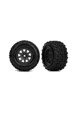Traxxas Tires & wheels, assembled(black/satin wheels)(front)(2)