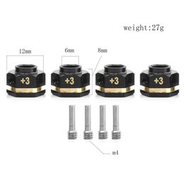 Power Hobby Brass 12mm Hex Hub Extenders, +3mm with Nuts, TRX-4