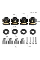 Power Hobby Brass 12mm Hex Hub Extenders, +5mm with Nuts, TRX-4