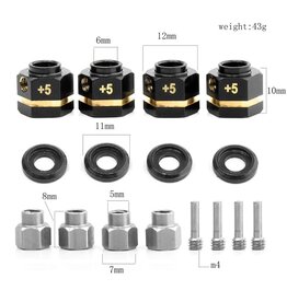 Power Hobby Brass 12mm Hex Hub Extenders, +5mm with Nuts, TRX-4