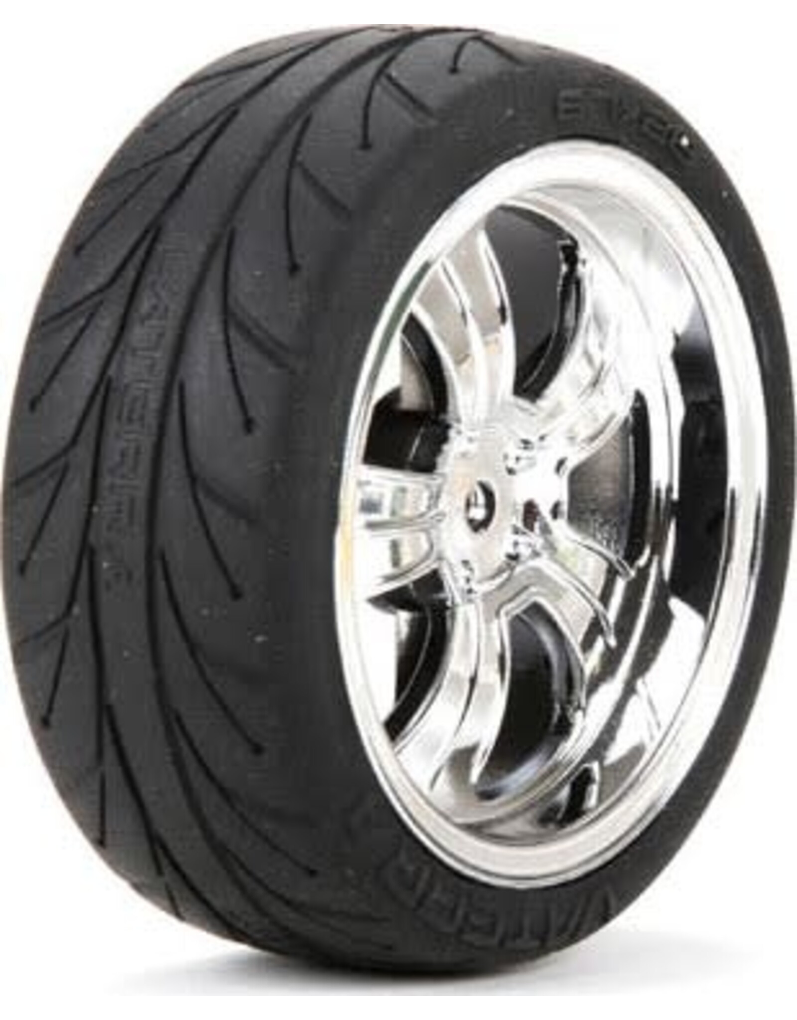 Vaterra 1/10 Front 54x26mm 5-Spoke Premounted Tires, Chrome (Pair/2) (Hex 12mm)
