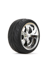 Vaterra 1/10 Rear 54x30mm 5-Spoke Premounted Tires, Chrome (Pair/2) (Hex 12mm)