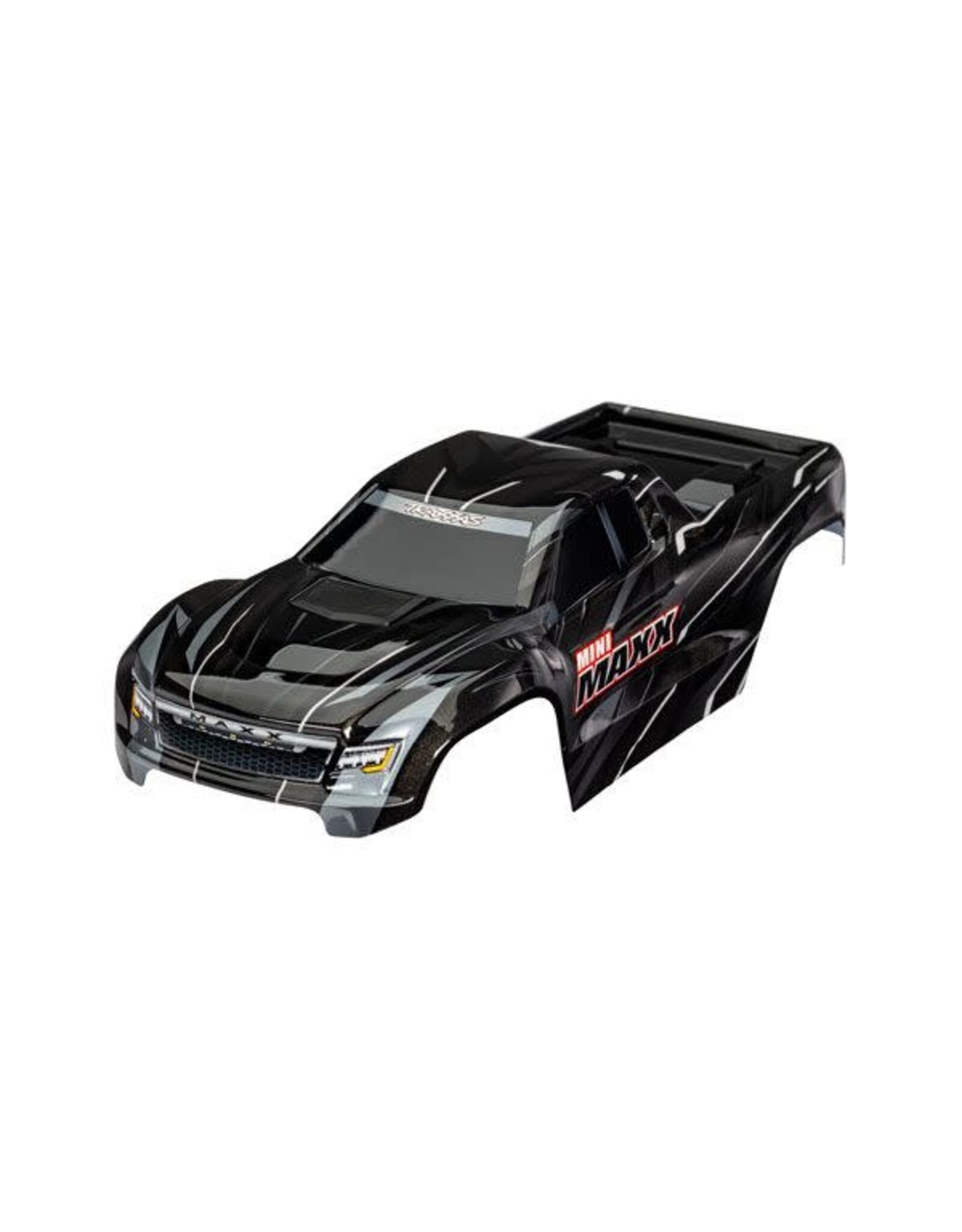 Traxxas Body, Mini Maxx, black (painted, decals applied)
