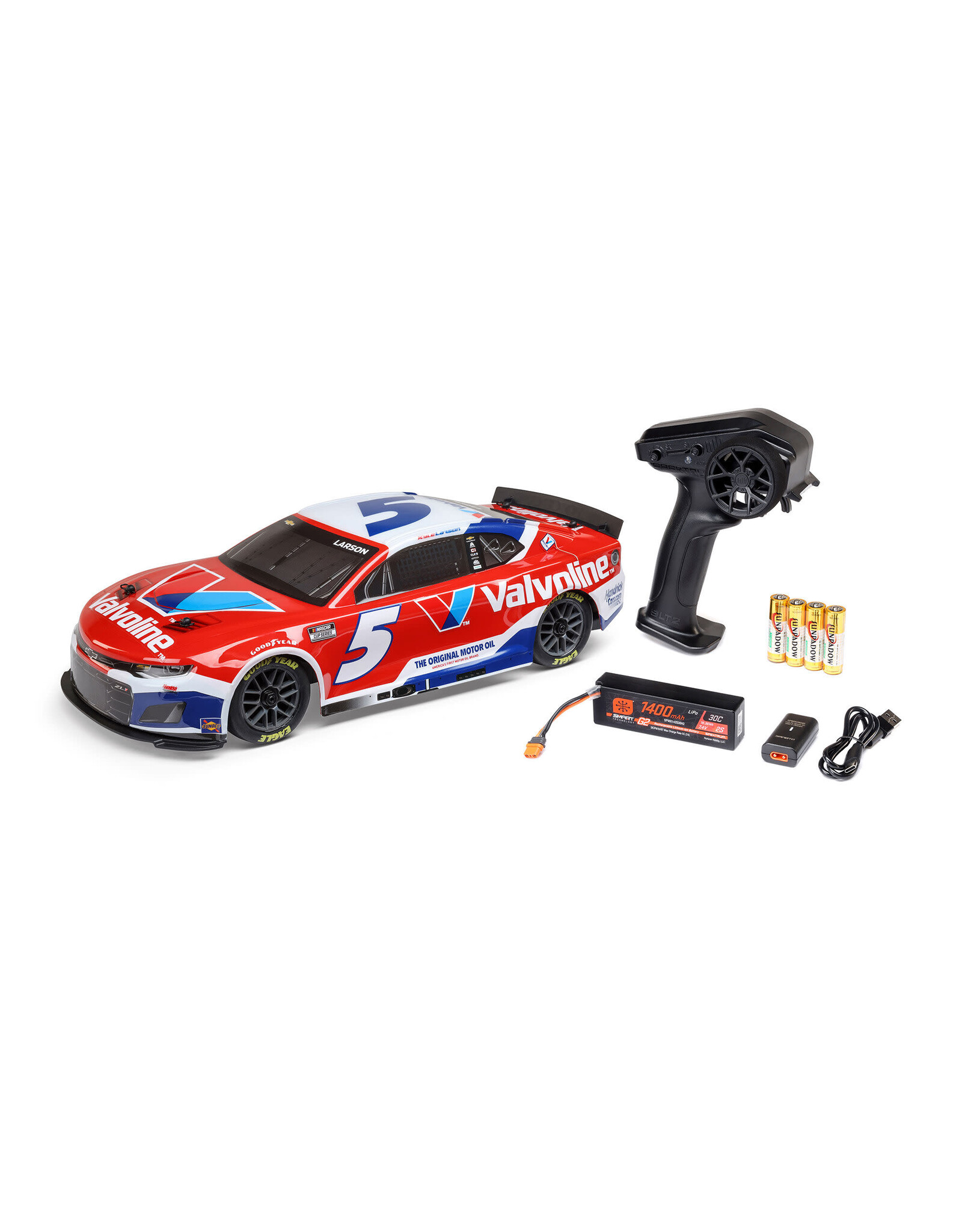 Losi 1/12 NASCAR RC Racecar Kyle Larson #5 2025 Chevy Camaro ZL1 2S AWD RTR Brushed On-Road (Battery/Charger)