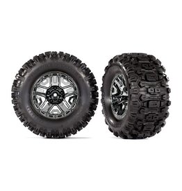 Traxxas Tires & wheels, assembled, glued (black chrome 2.8" whee