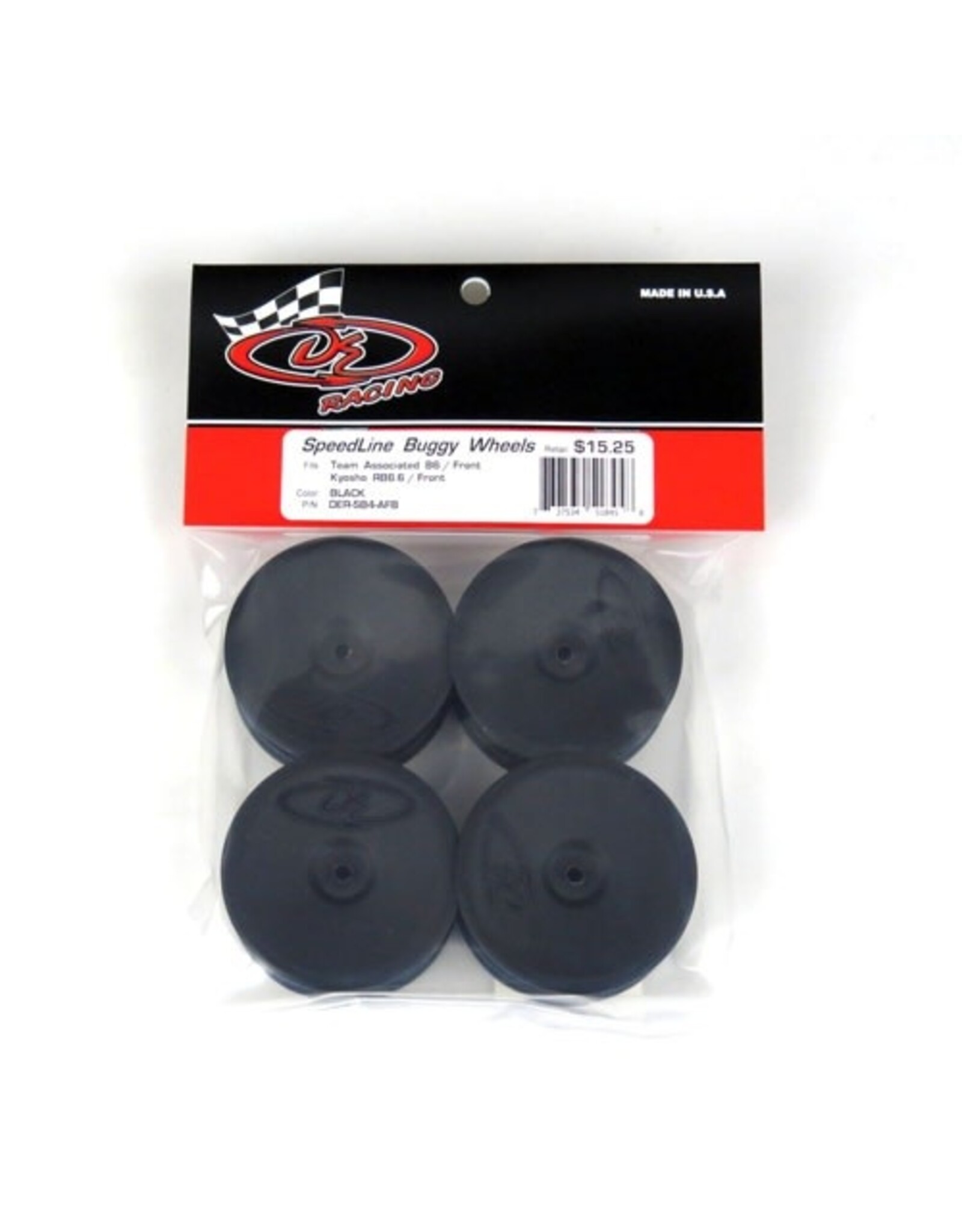 DE Racing Black Speedline Front Buggy Wheels B6, RB6 (4pcs)