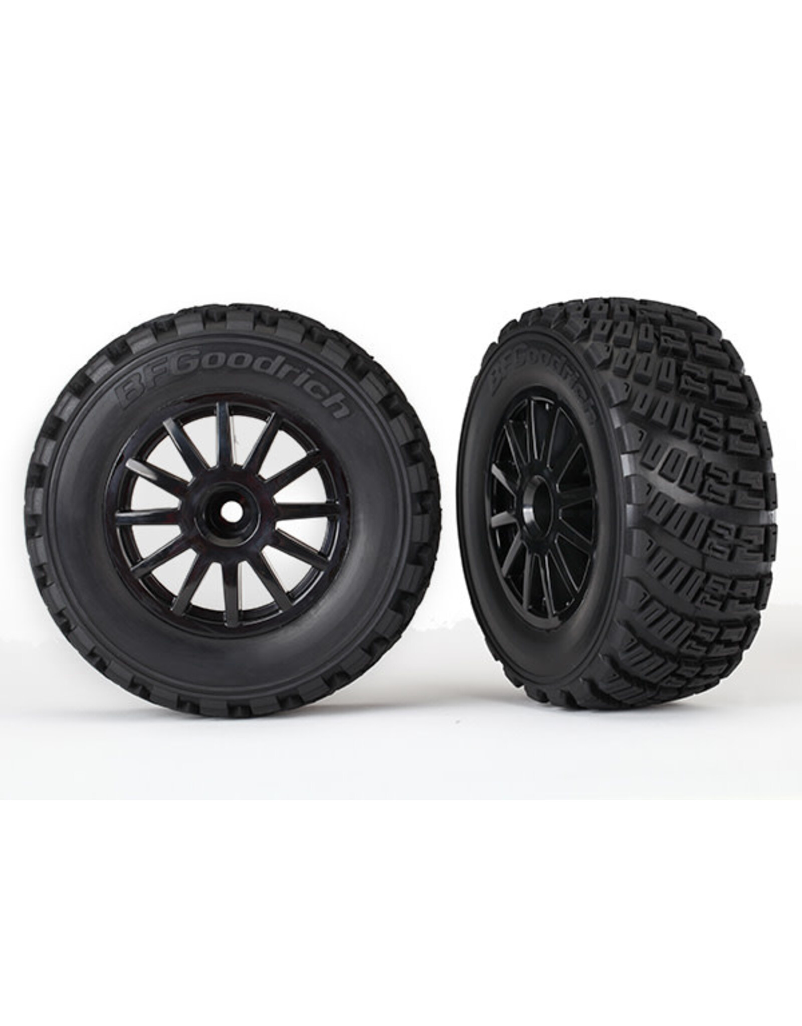 Traxxas Tires & wheels, assembled, glued (black wheels, gravel p