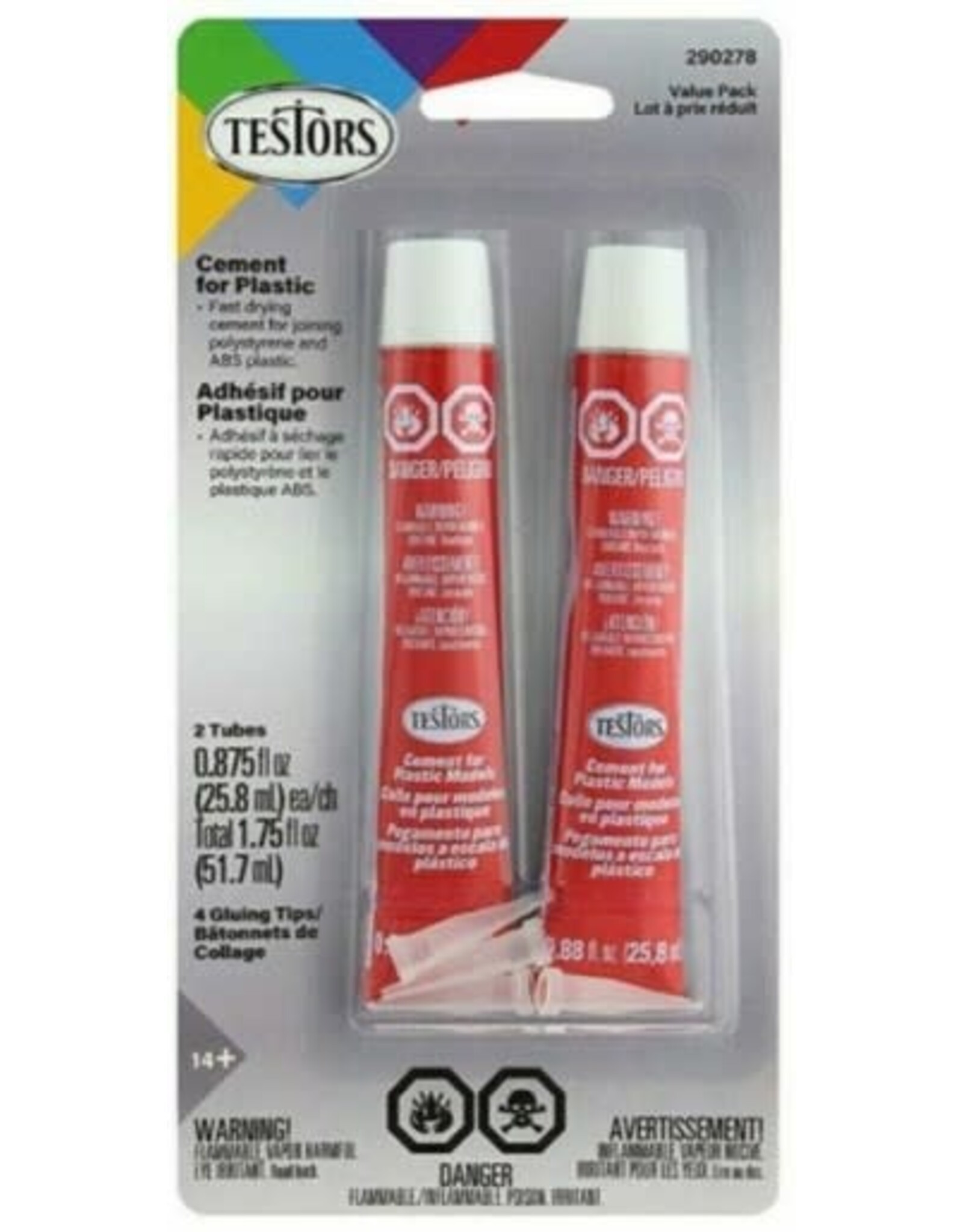 Testors Cement for Plastics 7/8 oz Tube 2 Pack