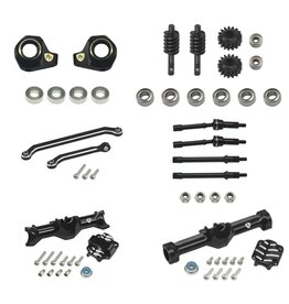 Power Hobby Alu. Front/Rear Complete Axles w/Brass Upgrades, Black, SCX30
