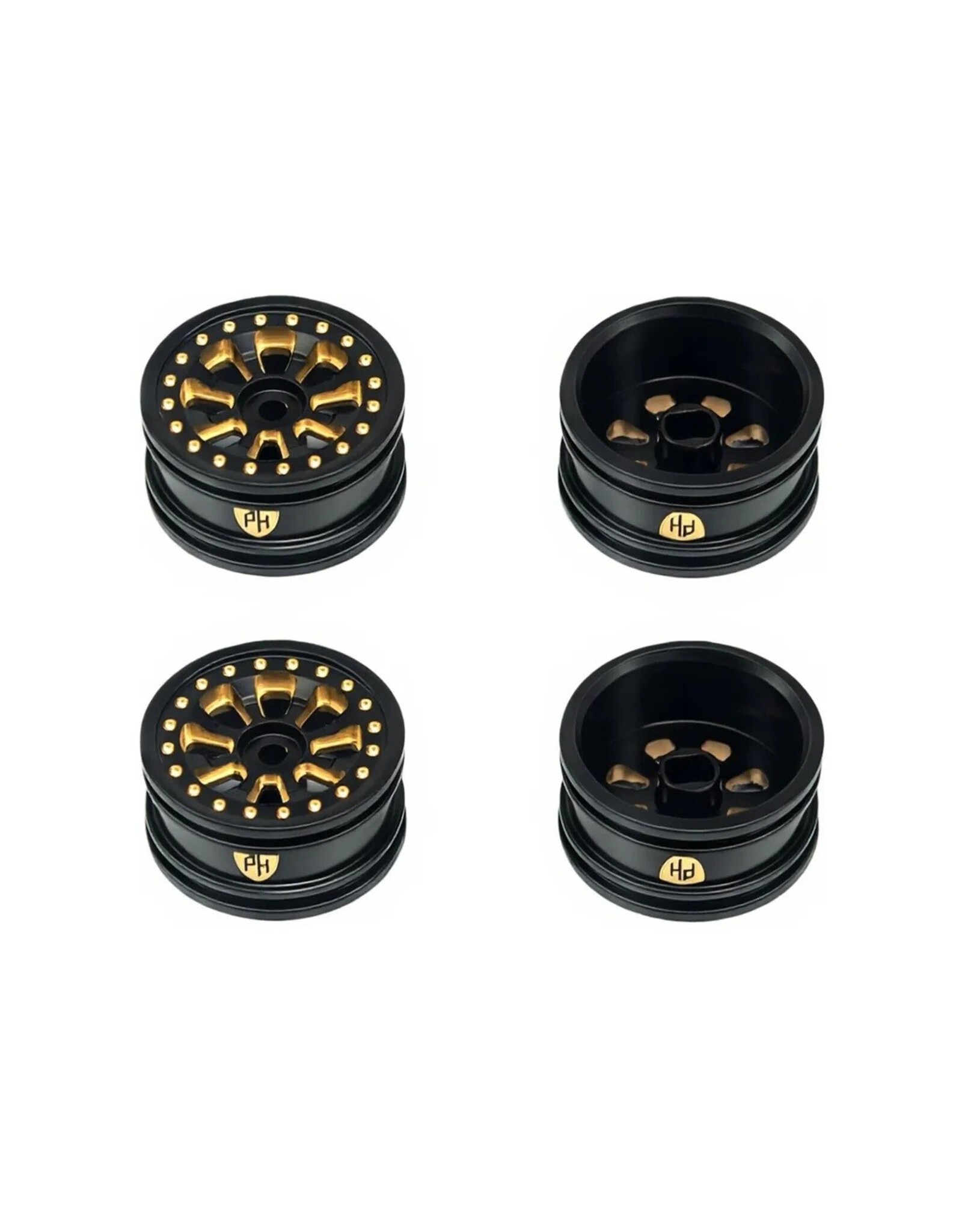 Power Hobby Brass Wheels 0.7", Black, (4), for Axial SCX30