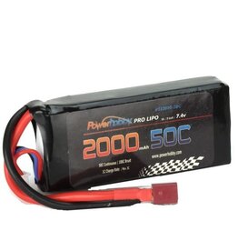 Power Hobby 2000mAh 7.4V 50C 2S LiPo Battery w/ Hardwired T-Plug