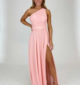 Pleated Bust One Shoulder Maxi Gown