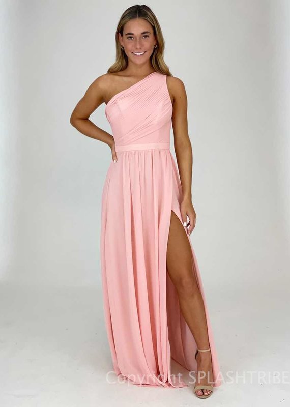 Pleated Bust One Shoulder Maxi Gown