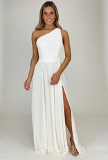 Pleated Bust One Shoulder Maxi Gown