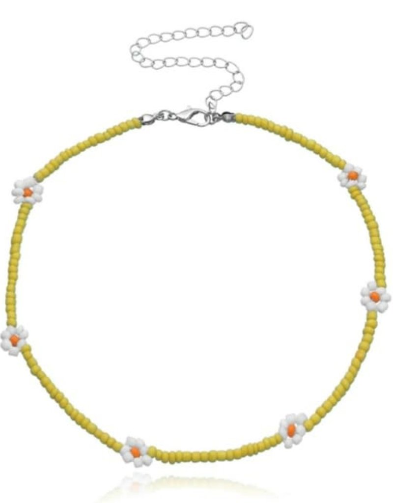 Daisy Beaded Choker Yellow