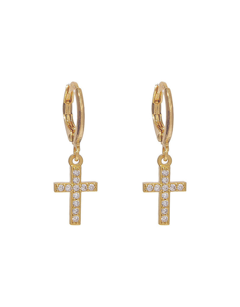 gold earrings cross