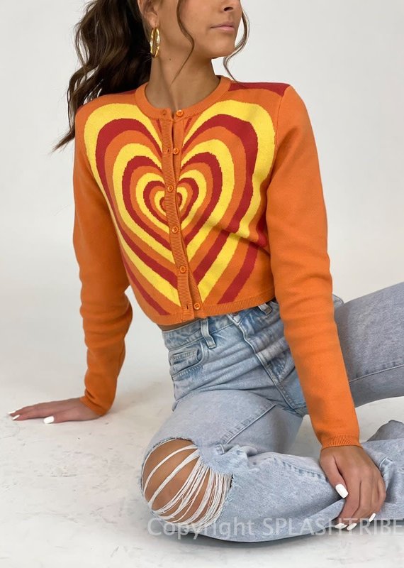 Infinite Hearts Knit Crop Cardigan