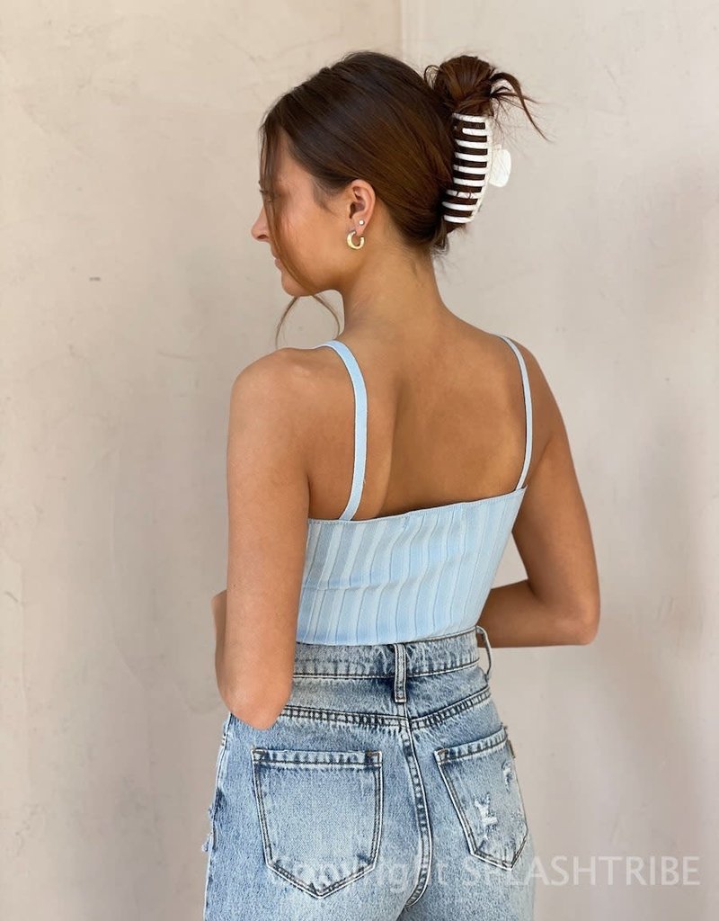 Knot Front Wide Rib Crop Top