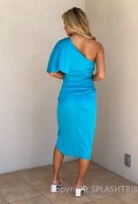 One Shoulder Wrap Midi Dress