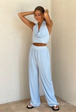 Slinky Pleated Crop Top And Pant Set