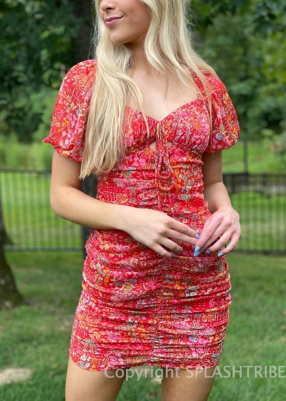 Kaitlyn Floral Ruched Mini Dress