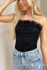 Tulle Strapless Ruched Bodysuit