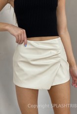 Tabitha Faux Leather Ruched Skort