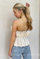 Pleated Faux Leather Strapless Crop Top