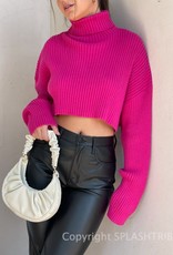 Wide Rib Crop Turtleneck Sweater