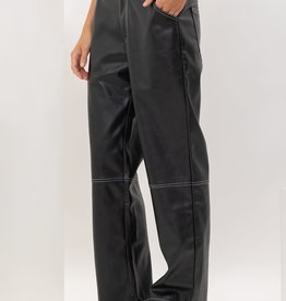 Contrast Stitch Vegan Leather Pants