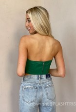Strapless Faux Leather Crop Top