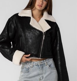 Faux Leather Shearling Moto Jacket