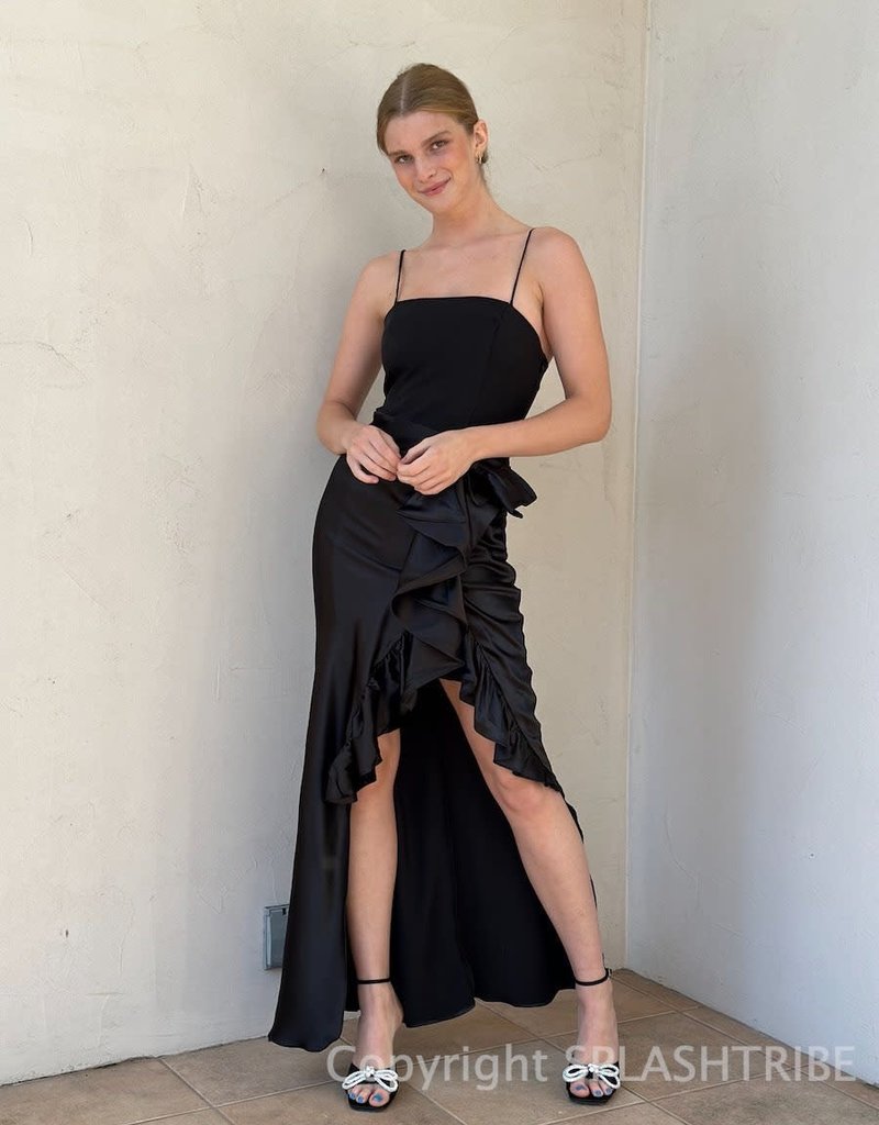 Black Cotton 'Ruffled' Maxi Dress