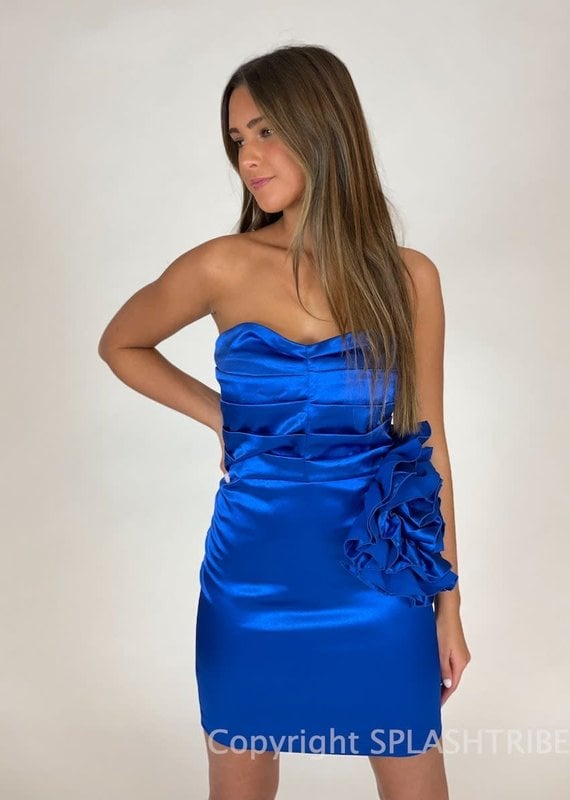 Strapless Satin Corsage Mini Dress