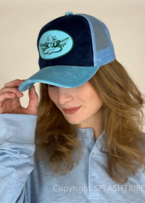 Boys Lie Laguna Lover Velvet Trucker Hat Blue